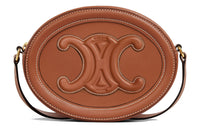 CELINE Cuir Triomphe Smooth Cow Leather Mooncake Bag Shoulder Bag Crossbody Bag Medium Size Women's Tawny