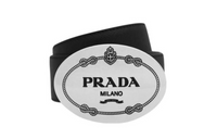 PRADA Logo Plaque With Buckle Leather Belts Men's Black