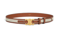 CELINE TRIOMPHE All-over Print Fabric Smooth Buckle Leather Belts Women's Brown