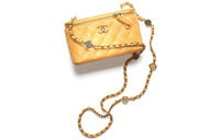 CHANEL Lambskin Shoulder Bag Crossbody Bag Women's Yellow