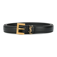 SAINT LAURENT Calfskin, Hardware Accessories Leather Belts Women's Black Width 2CM