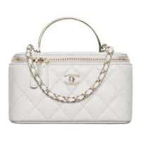 CHANEL Calfskin Handbag Women's White