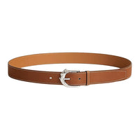HERMES Solid Color Decoration, Pin Buckle Calfskin Leather Belts Men's Brown Width 3.2CM
