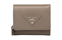 PRADA Leather Wallet Mini Women's Gray