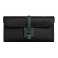 HERMES Jige Elan Swift Calfskin Clutch Regular Women's Black & Dark Green