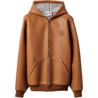 MIU MIU Leather Jacket Women's Brown