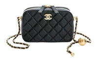 CHANEL Shiny Lambskin Crossbody Bag Shoulder Bag Women's Black