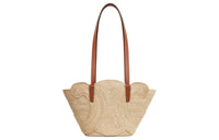 CELINE Plant Material Cow Leather Patchwork Binding Handbag Shoulder Bag Women's Tawny