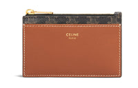 CELINE Triomphe Sheepskin Card Holder, Wallet Women's Tawny