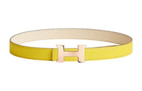 HERMES Leather Belts Women's Lime/Cream White