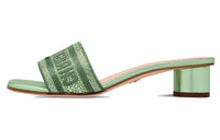 DIOR Dway Genuine Leather Sole Odor-Resistant Slide Slippers Women's Green
