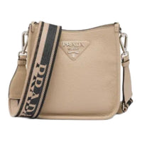 PRADA Leather Shoulder Bag Mini Unisex Sand