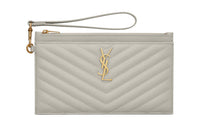 SAINT LAURENT Calfskin Billfold Clutch Women's Vintage White