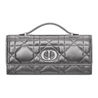 DIOR Cow Leather Handbag Women's Silver