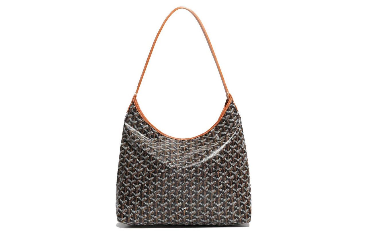GOYARD Bohème Hobo Canvas With Leather Shoulder Bag Combo Bag Shoulder Bags Women's Tan With Orange Small Heart Design