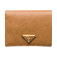 PRADA Saffiano Leather Wallet Trumpets Women's Brown