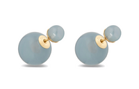 DIOR Metal Resin Pearl Earrings Women's Blue