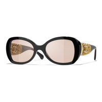 CHANEL Resin Metal Butterfly Sunglasses Unisex Black