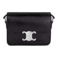 CELINE Lizard Skin Crossbody Bag Shoulder Bag Women's Black