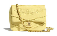 CHANEL Denim Crossbody Bag Shoulder Bag Women's Yellow