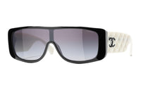 CHANEL Acetate Irregular Shape Sunglasses Women's Black