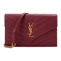 SAINT LAURENT Cow Leather Shoulder Bag Women's Deep Red