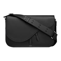 DIOR Saddle Calfskin Saddle Bag Flap Shoulder Crossbody Bag Mini Men's Black