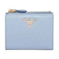 PRADA Leather Wallet Small Size Women's Light Blue