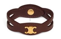 CELINE Brass, Cow Leather Bangles Women's Brown