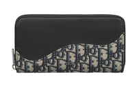 DIOR Oblique Printed Fabric Grained Cow Leather Wallet Regular Men's Black