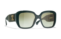 CHANEL Acetate Irregular Shape Sunglasses Men's Green