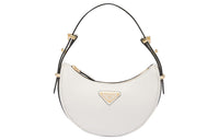 PRADA Leather Portable Crossbody Bag, Shoulder Bag Mini Women's White