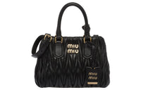 MIU MIU Leather Shoulder Bag Crossbody Bag Handbag Women's Black