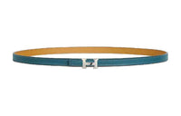 HERMES Double-Sided Design Smooth Buckle Leather Belts Women's Blue/Brown Width 1.3CM