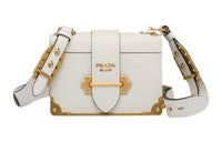 PRADA Cahier Leather One Shoulder Handbag, Crossbody Bag Women's White