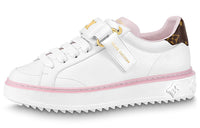 LOUIS VUITTON Time Out Low Top Stylish Skateboarding Shoes Women's White Pink
