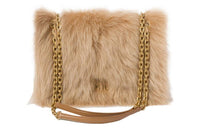 MIU MIU Leather Combo Shearling Handbag Shoulder Bag Women's Caramel