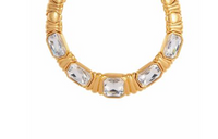 SAINT LAURENT Brass Gold-Plated Crystal Necklaces Women's Gold