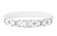 LOUIS VUITTON Leather Belts Men's White Width  4cm
