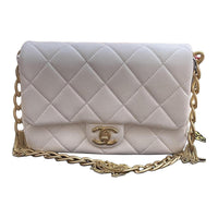 CHANEL Sheepskin Flap Bag, Crossbody Bag, Shoulder Bag Women's White