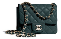 CHANEL Lambskin Shoulder Bag Women's Dark Green