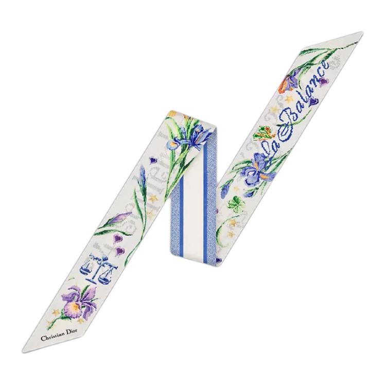 DIOR Mulberry Silk Scarves Women's Blue