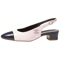 CHANEL Chunky Heel High Heels 3cm Women's Pink Blue