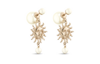 DIOR Metal, Resin Pearl Earrings Women's Gold