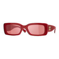 CHANEL Acetate Irregular Shape Sunglasses Unisex Red