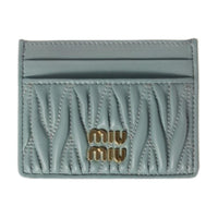 MIU MIU Matelassé Lambskin Card Holder Women's Light Blue