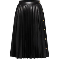 LOUIS VUITTON Pleated Leather Midi Skirt