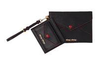 MIU MIU Madras Leather Clutch Women's Black