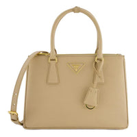 PRADA Leather Shoulder Bag Crossbody Bag Handbag Medium Size Women's Beige