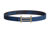 HERMES Nylon Belt Men's Black/Blue Width: 3.2cm